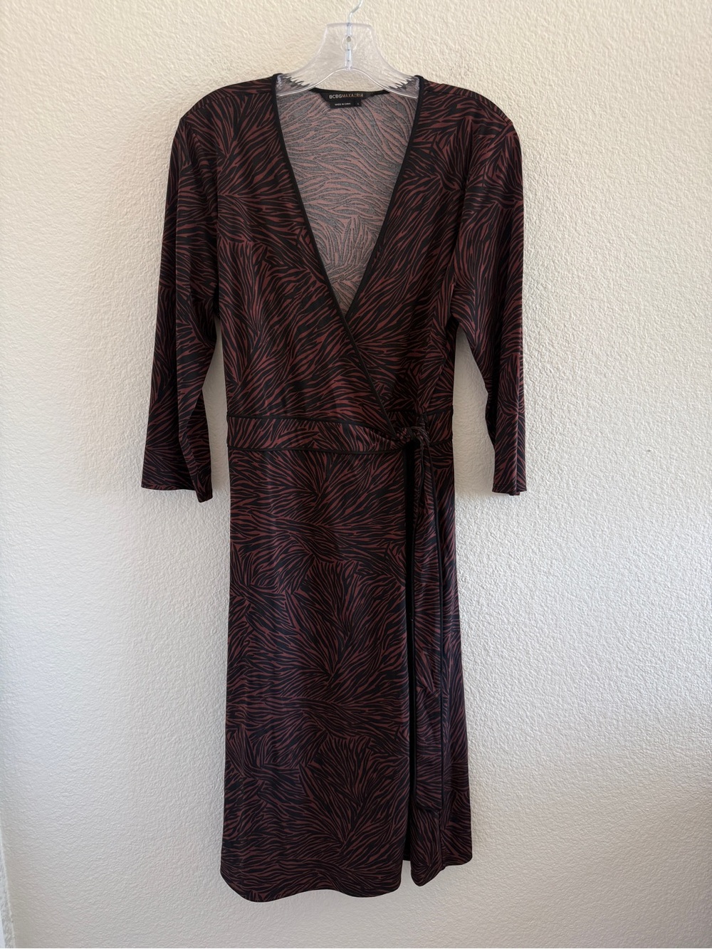 BCBGMaxAzria Tiger Print Orange and Black Wrap Dress